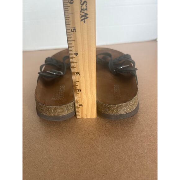 White Mountain Harrington Black Leather Buckle Footbed Slip On Sandals Sz 9M - Picture 10 of 11